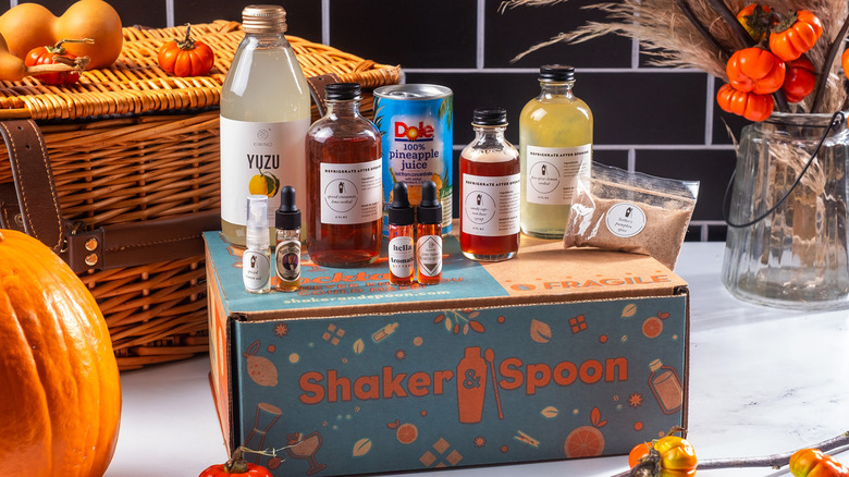 Shaker & Spoon subscription box with cocktail ingredients