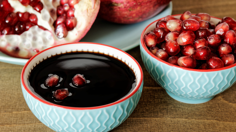 Pomegranate molasses and seeds