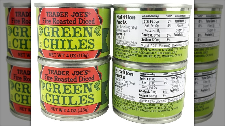 Trader Joe's green chiles cans