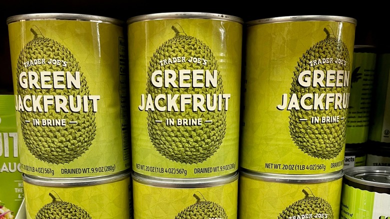 Green Jackfruit cans store shelf