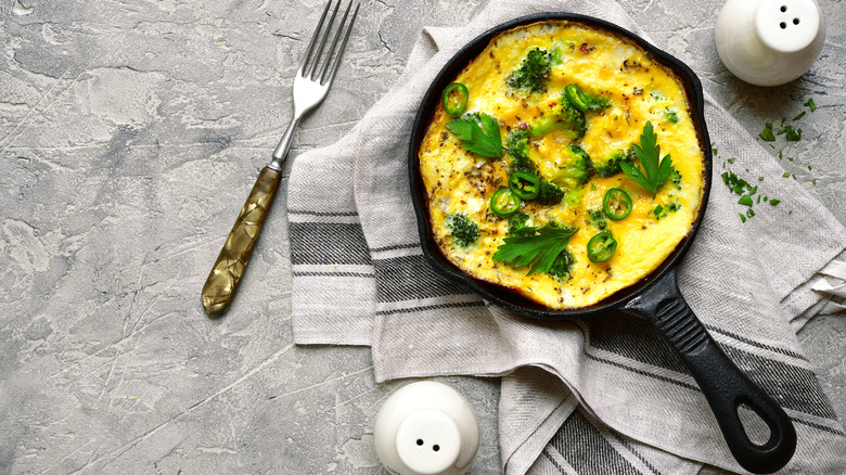 broccoli frittata in cast iron