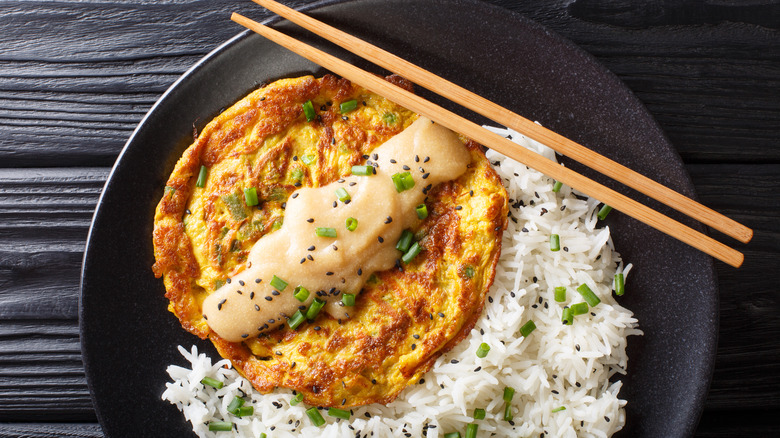 Egg foo young and chopsticks