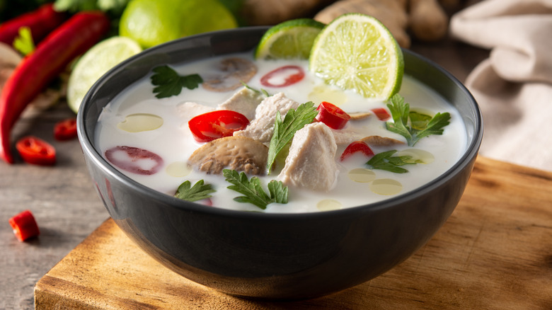 tom kha soup in a bowl