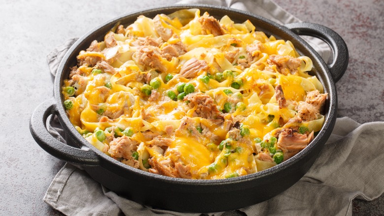 tuna casserole in a baking dish