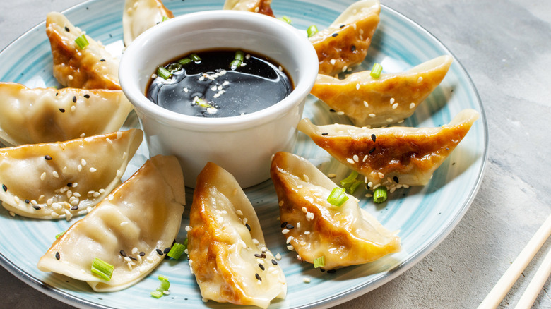 Dumplings with dipping sauce