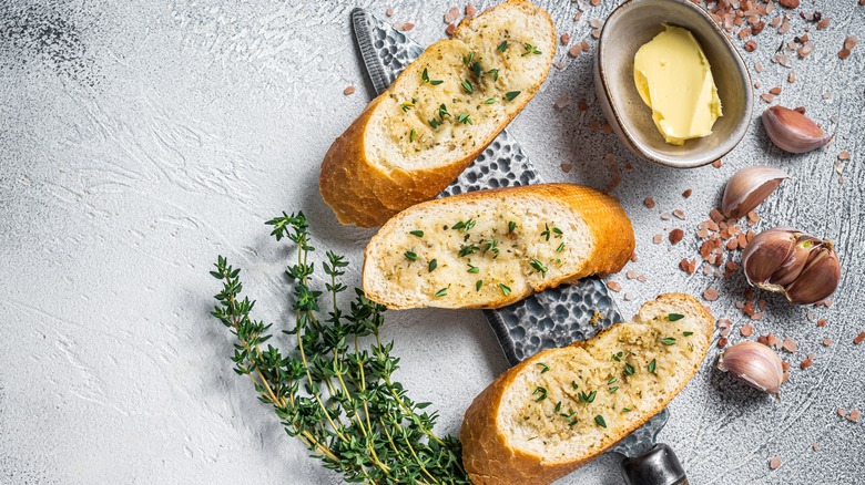 Garlic bread with butter and herbs