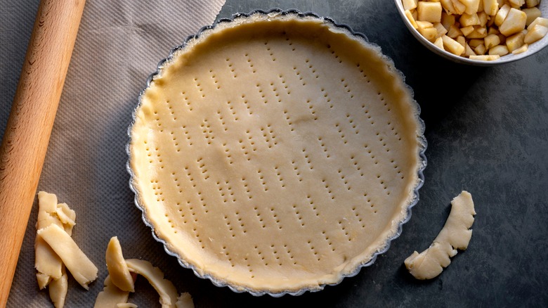 Homemade pie crust in pie plate