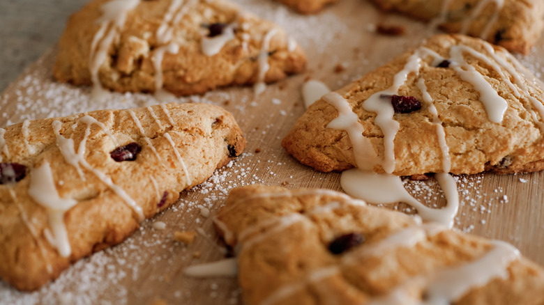 Cranberry scones on board