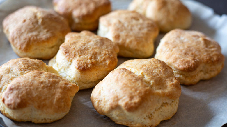 Sourdough biscuits on platter