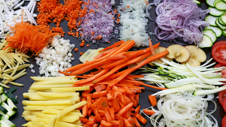 assorted chopped vegetables 