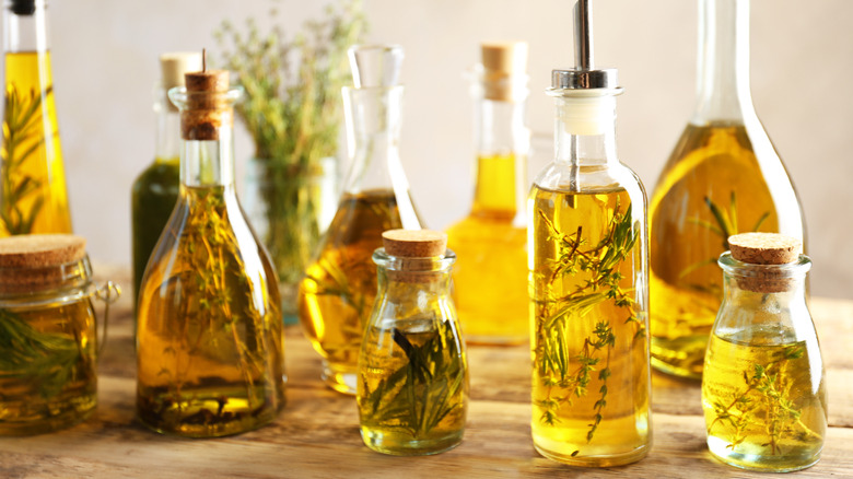 infused oils in bottles