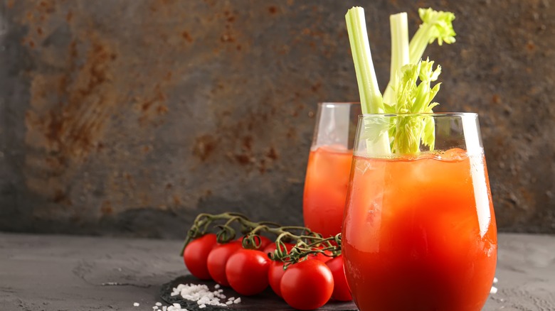 Celery garnish in a Bloody Mary