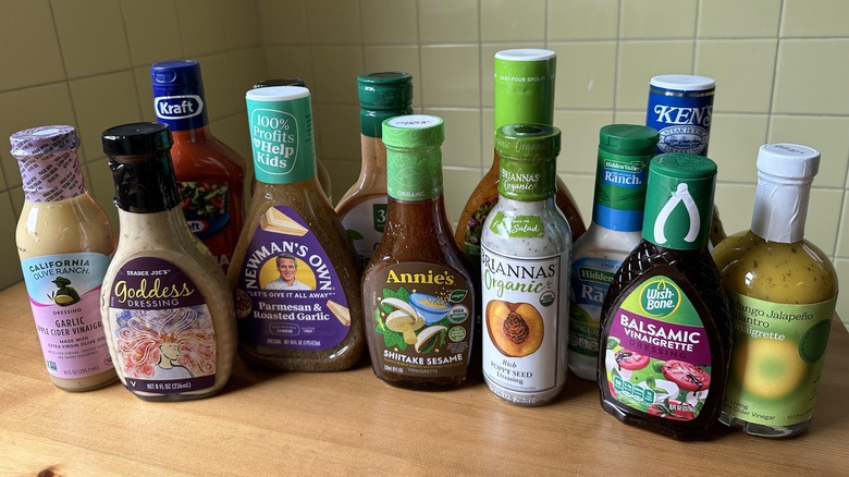 Bottles of salad dressing