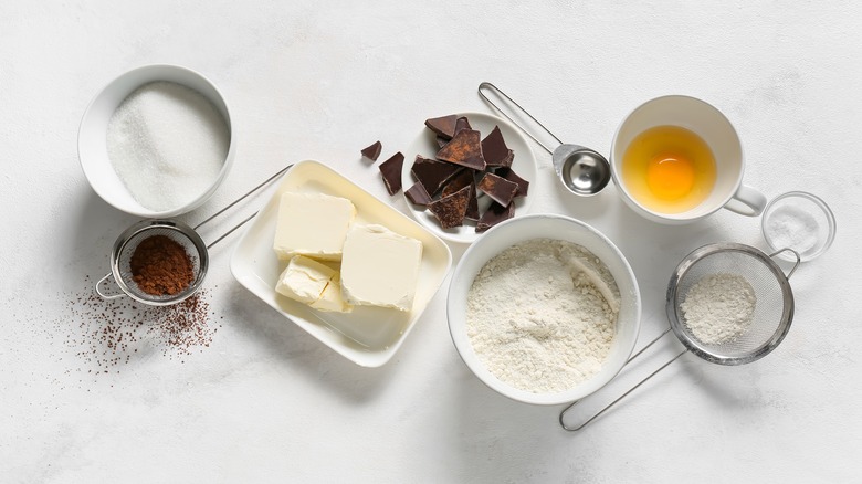 Ingredients for making chocolate brownies