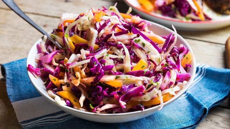 Grilled Cabbage And Mango Slaw