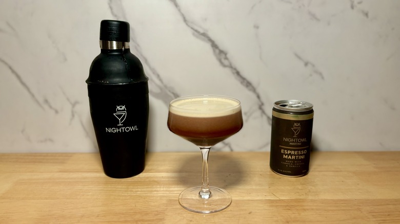 Nightowl tequila espresso martini against marble