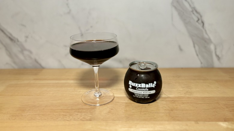 Buzzballz espresso martini on table