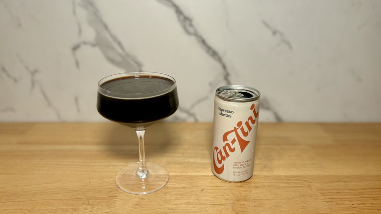 Can-Tini espresso martini on table