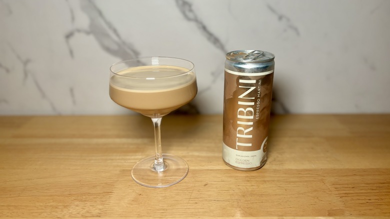 Tribini golden espresso martini poured into cup