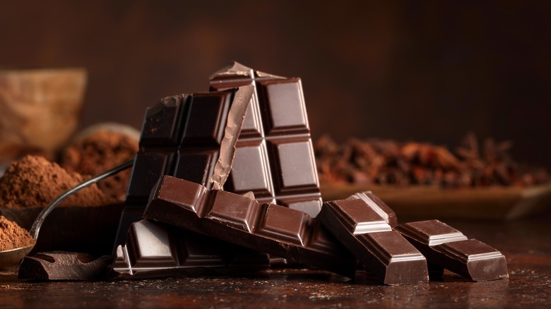 Chocolate chunks on table