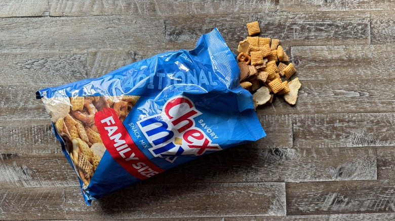 Chex Mix Traditional snack mix opened on table