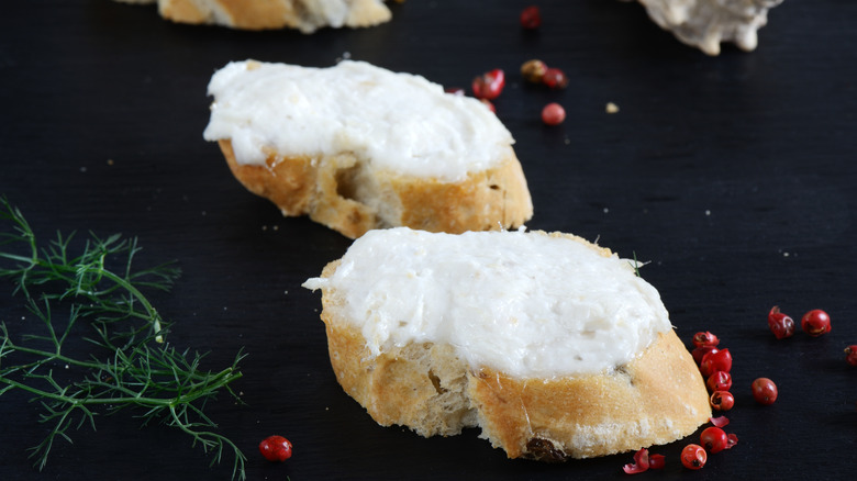 Creamy cod spread over bread