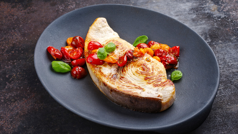 Sicilian swordfish on a plate