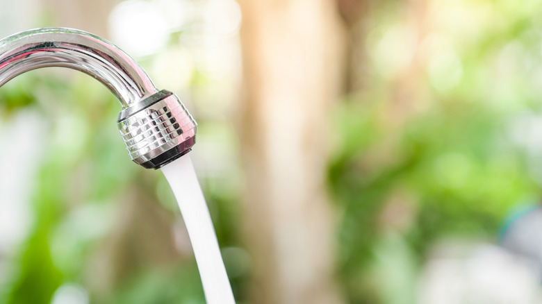 Kitchen sink faucet head with running water