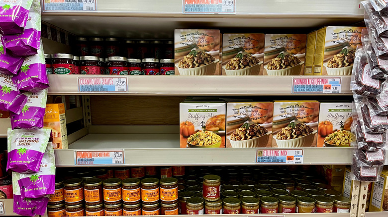 Seasonal products on the shelf at Trader Joe's