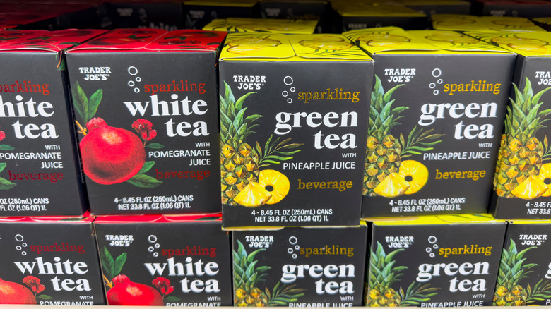 Boxes of canned tea at Trader Joe's