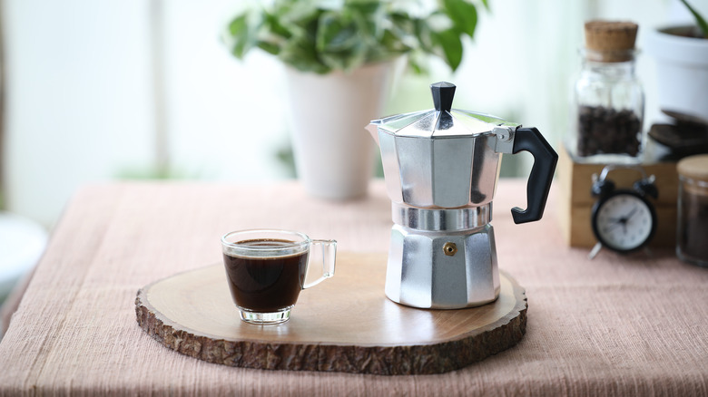 moka pot with coffee