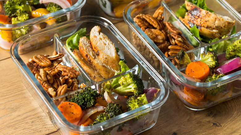 Prepped meal in containers