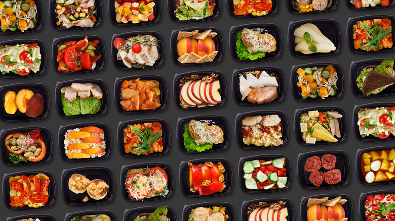 Rows of meals in containers