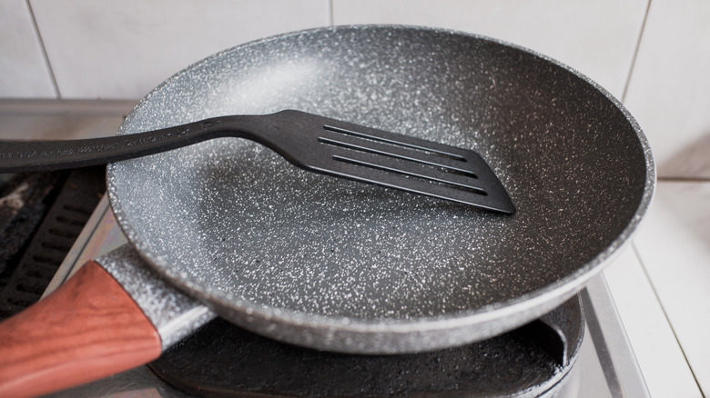 frying pan on stovetop