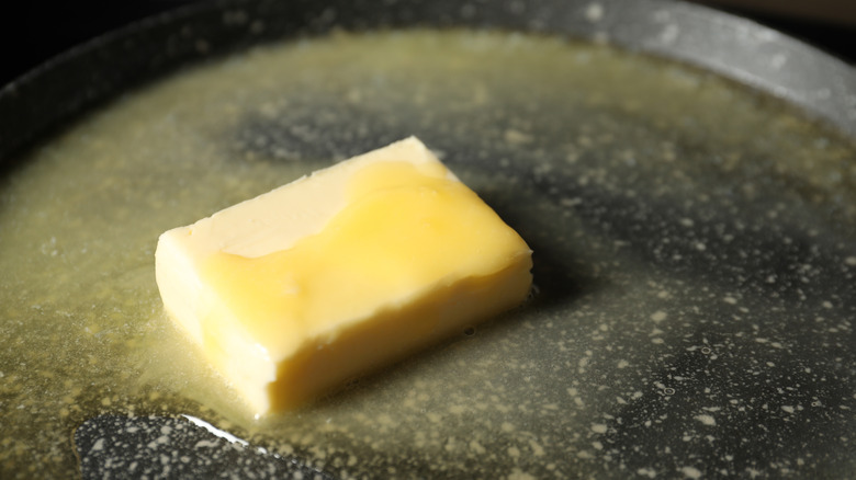 butter melting in a pan