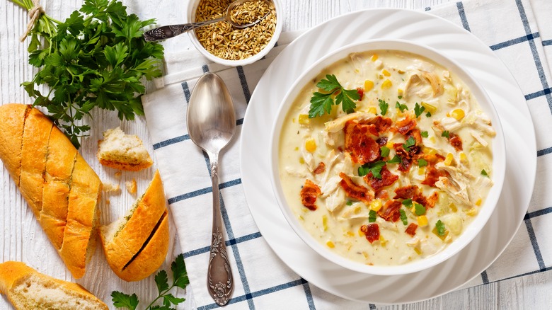 Bowl of corn chowder