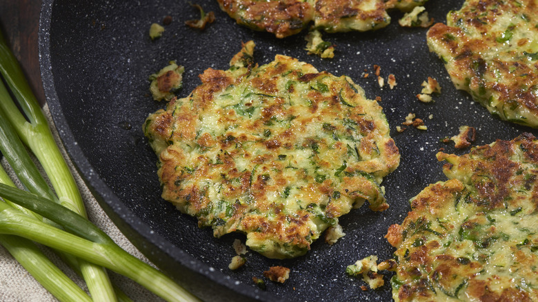 Vegetable fritters on plate