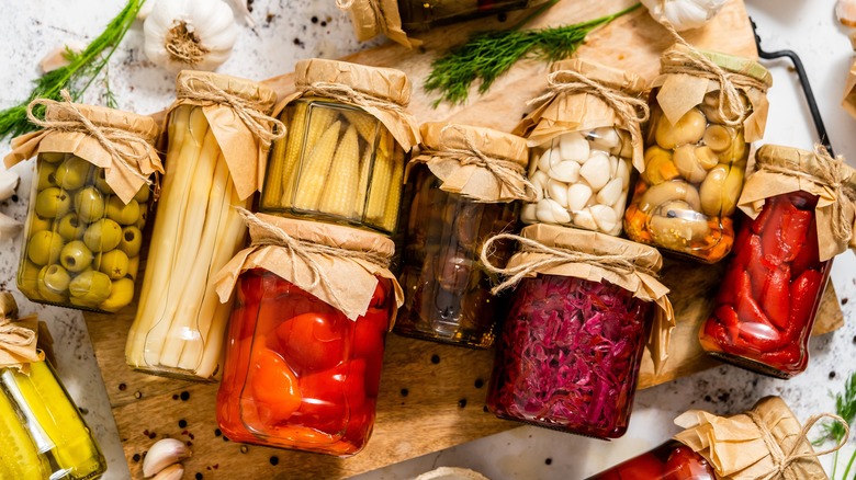 Variety of pickled vegetables