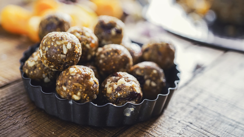 Homemade energy balls in a tin