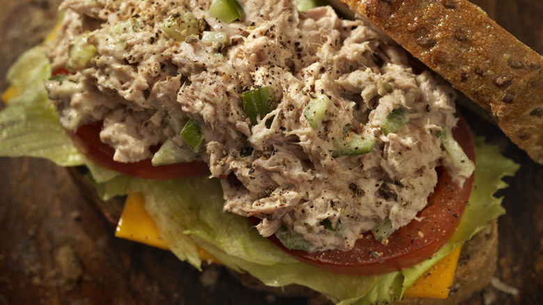 Tuna sandwich with celery