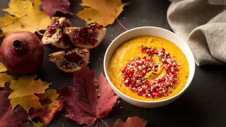 butternut squash soup with pomegranate