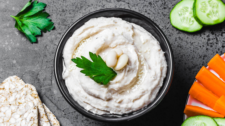 White bean dip in bowl