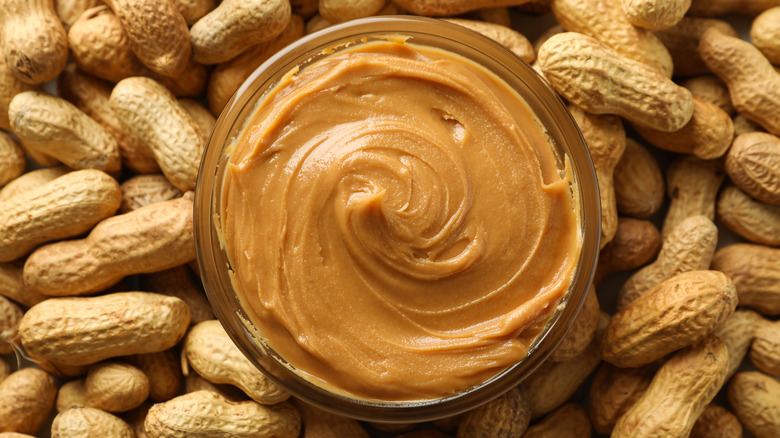 Creamy peanut butter with peanuts