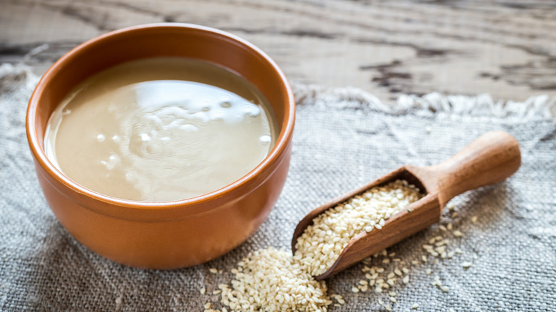 Tahini with sesame seeds