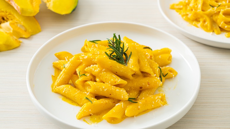 Pasta with butternut squash sauce