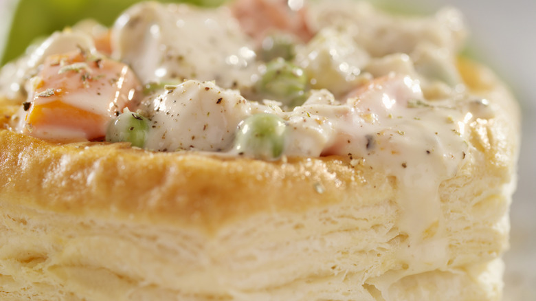 chicken à la king on a biscuit