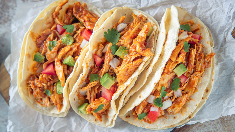 shredded chicken tacos