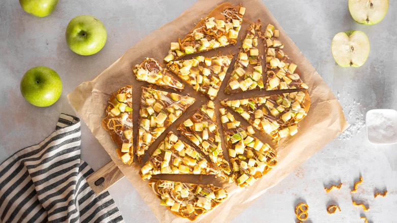 Caramel apple white chocolate bark