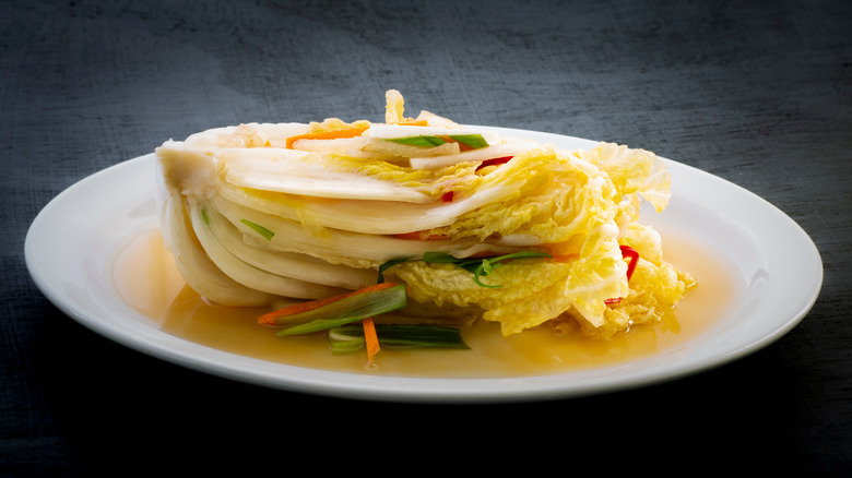 A plate of baek kimchi