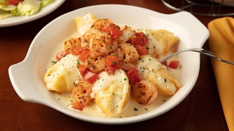 Olive Garden giant stuffed shells with shrimp